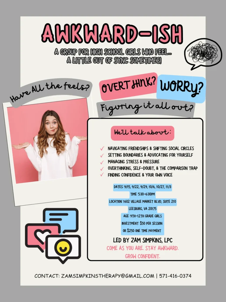 High School Girls Group Mondays from 4:30-5:30pm